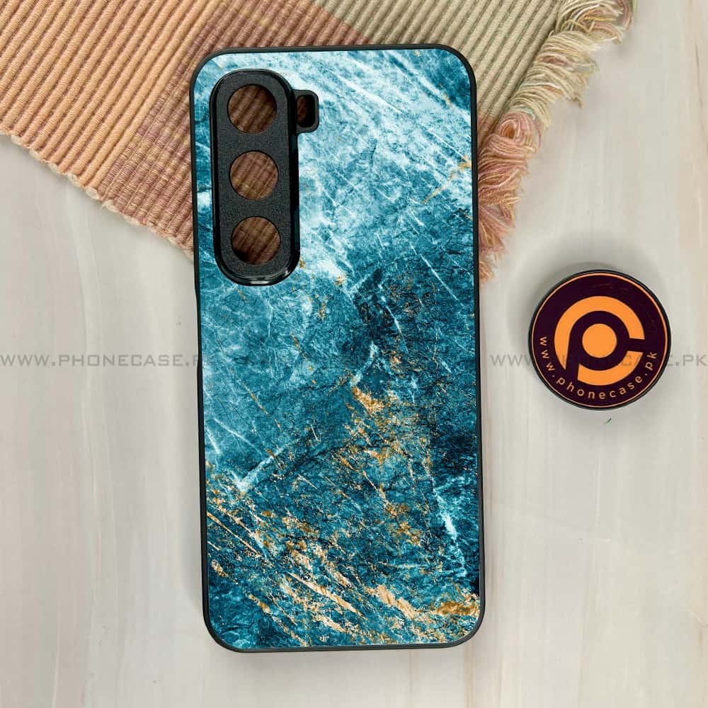 Infinix Hot 60i - Blue Marble 2.0 Series - Premium Metal Printed soft Bumper shock Proof Case
