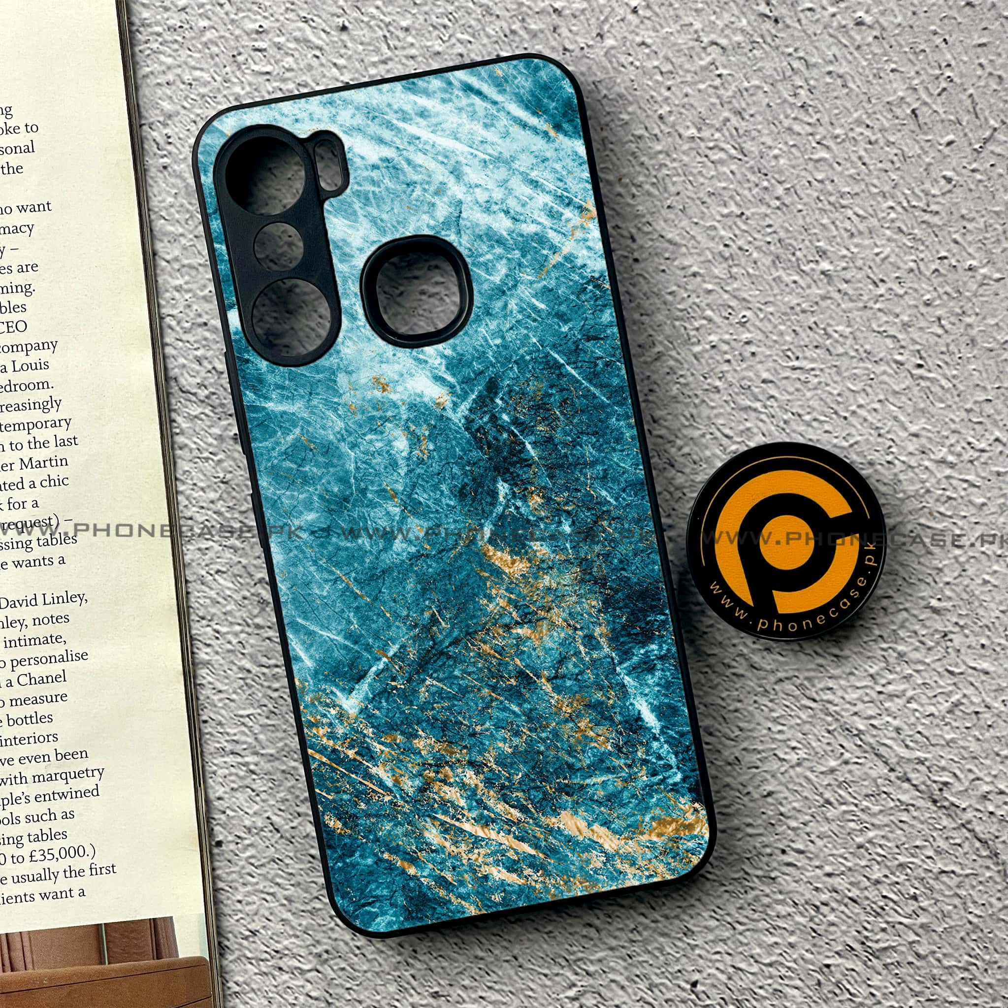 Infinix Hot 12 Pro - Blue Marble 2.0 Series - Premium Printed Glass soft Bumper shock Proof Case