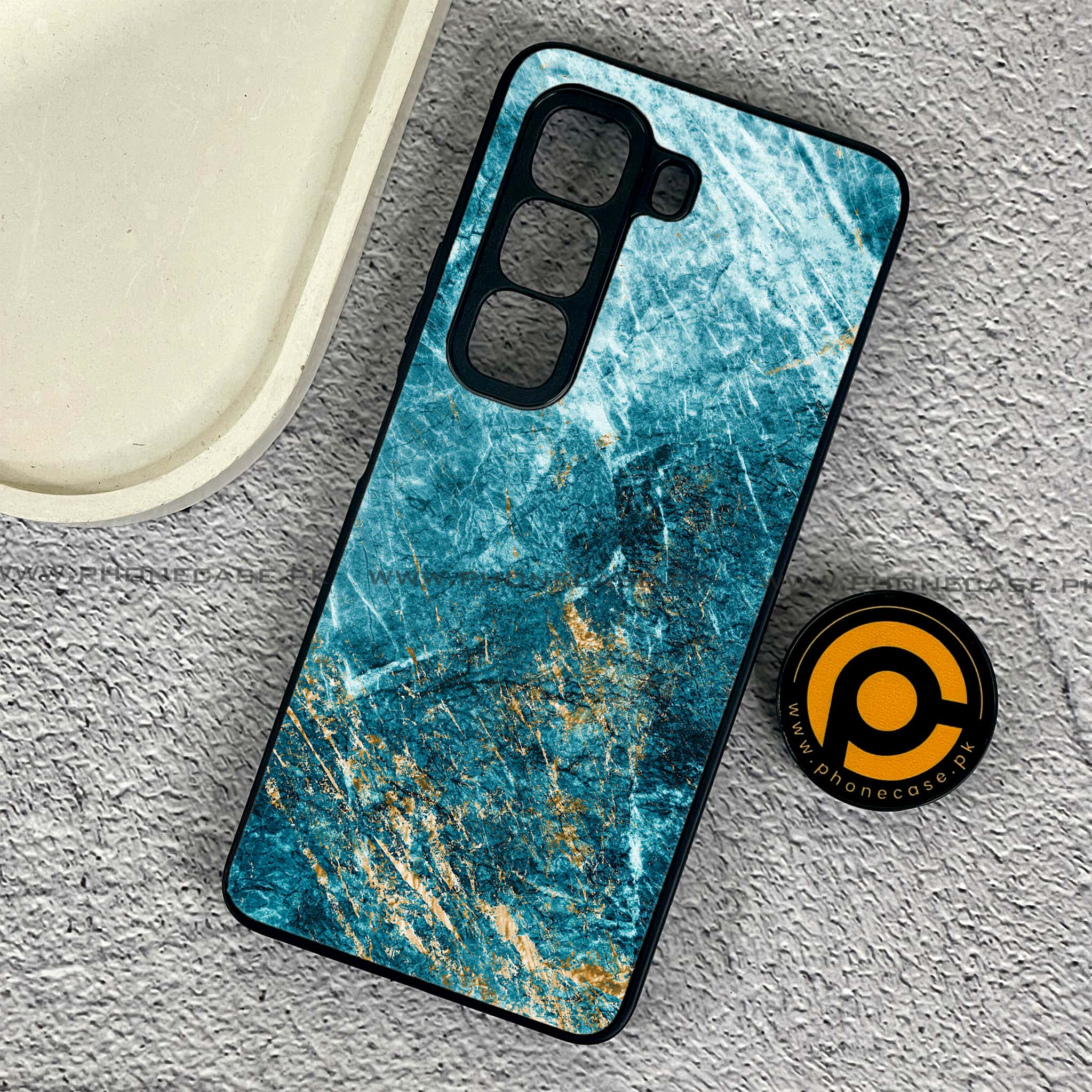 Infinix Hot 50 Pro - Blue Marble 2.0 Series - Premium Printed Glass soft Bumper shock Proof Case