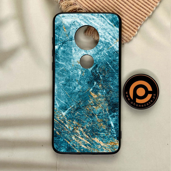 Moto G7 - Blue Marble 2.0 Series - Premium Printed Glass soft Bumper shock Proof Case