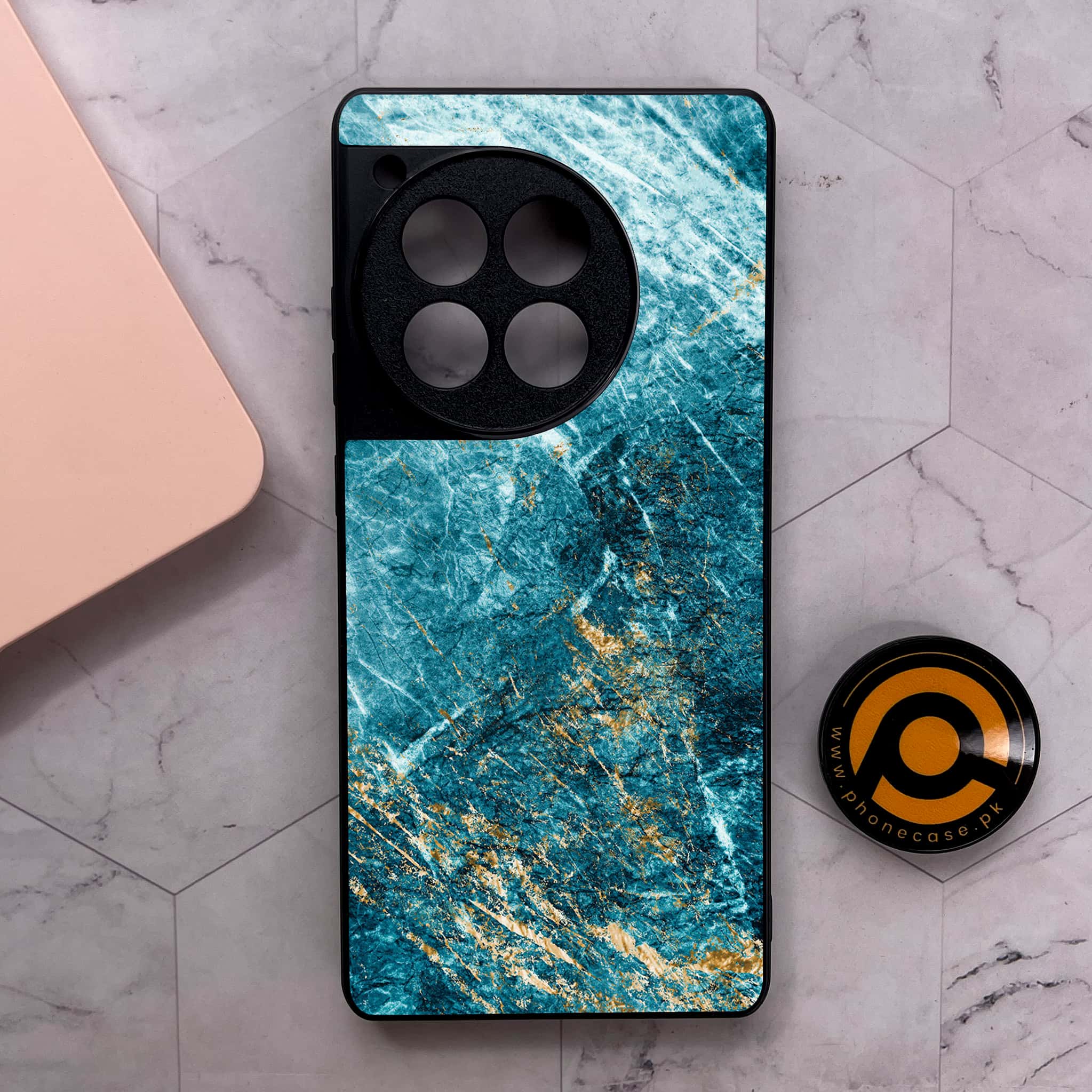 OnePlus 12R - Blue Marble 2.0 Series - Premium Metal Printed soft Bumper shock Proof Case