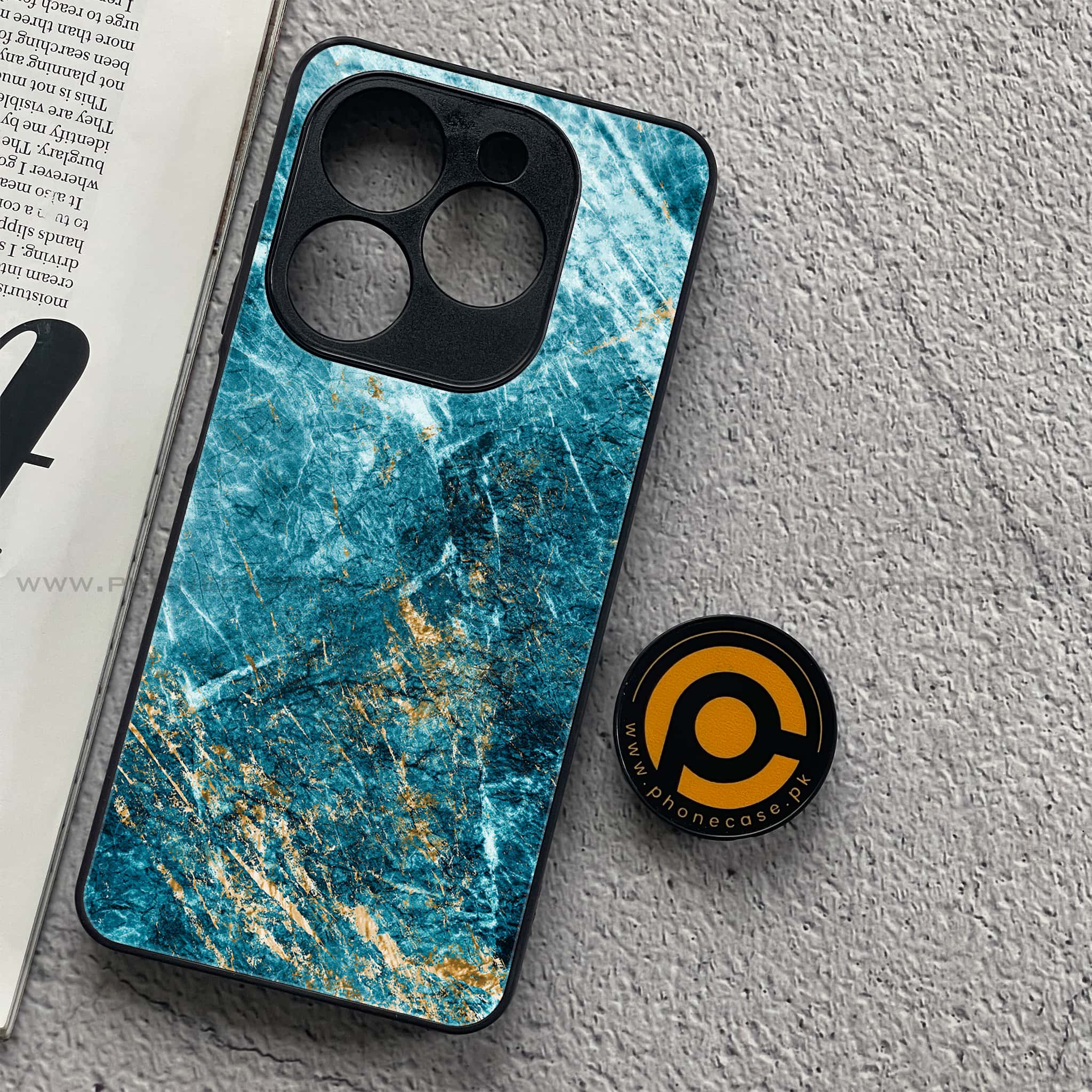 Infinix Smart 8 Pro - Blue Marble Series V 2.0 - Premium Metal Printed soft Bumper shock Proof Case