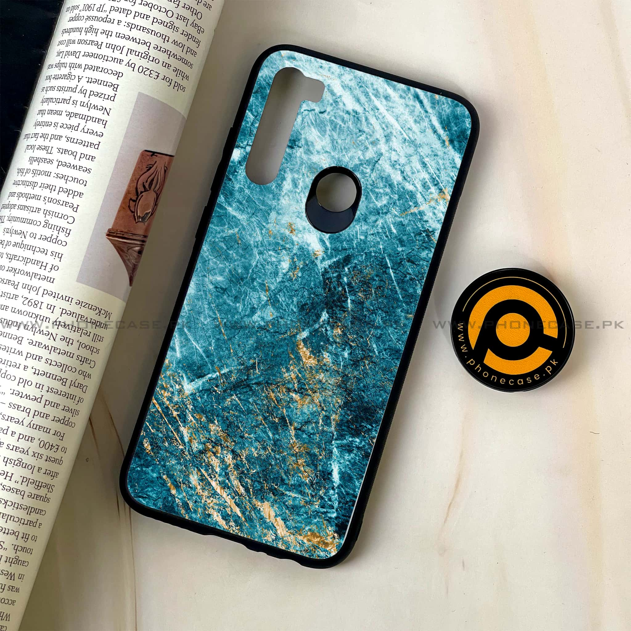 Redmi Note 8 - Blue Marble Series V 2.0 - Premium Printed Glass soft Bumper shock Proof Case