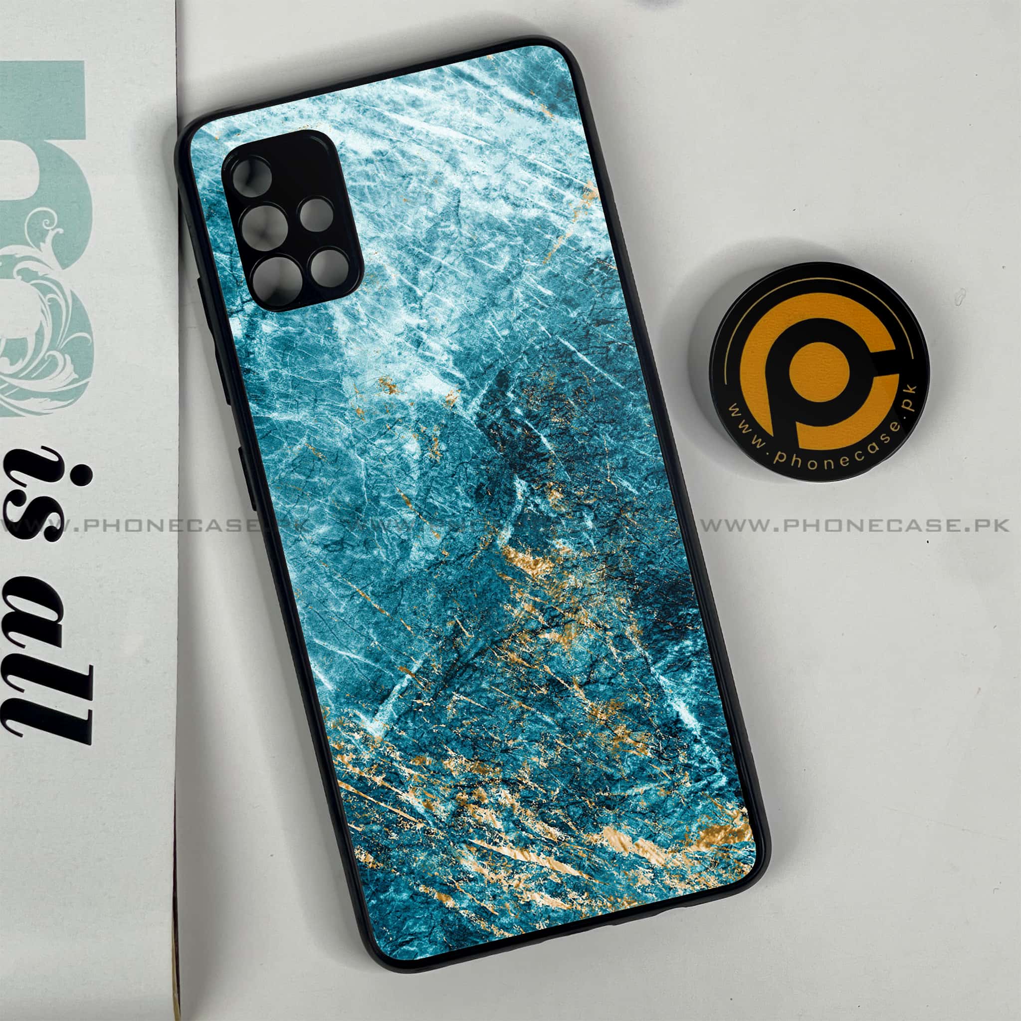 Samsung Galaxy A51 Blue Marble Series V 2.0 Premium Printed Glass soft Bumper shock Proof Case