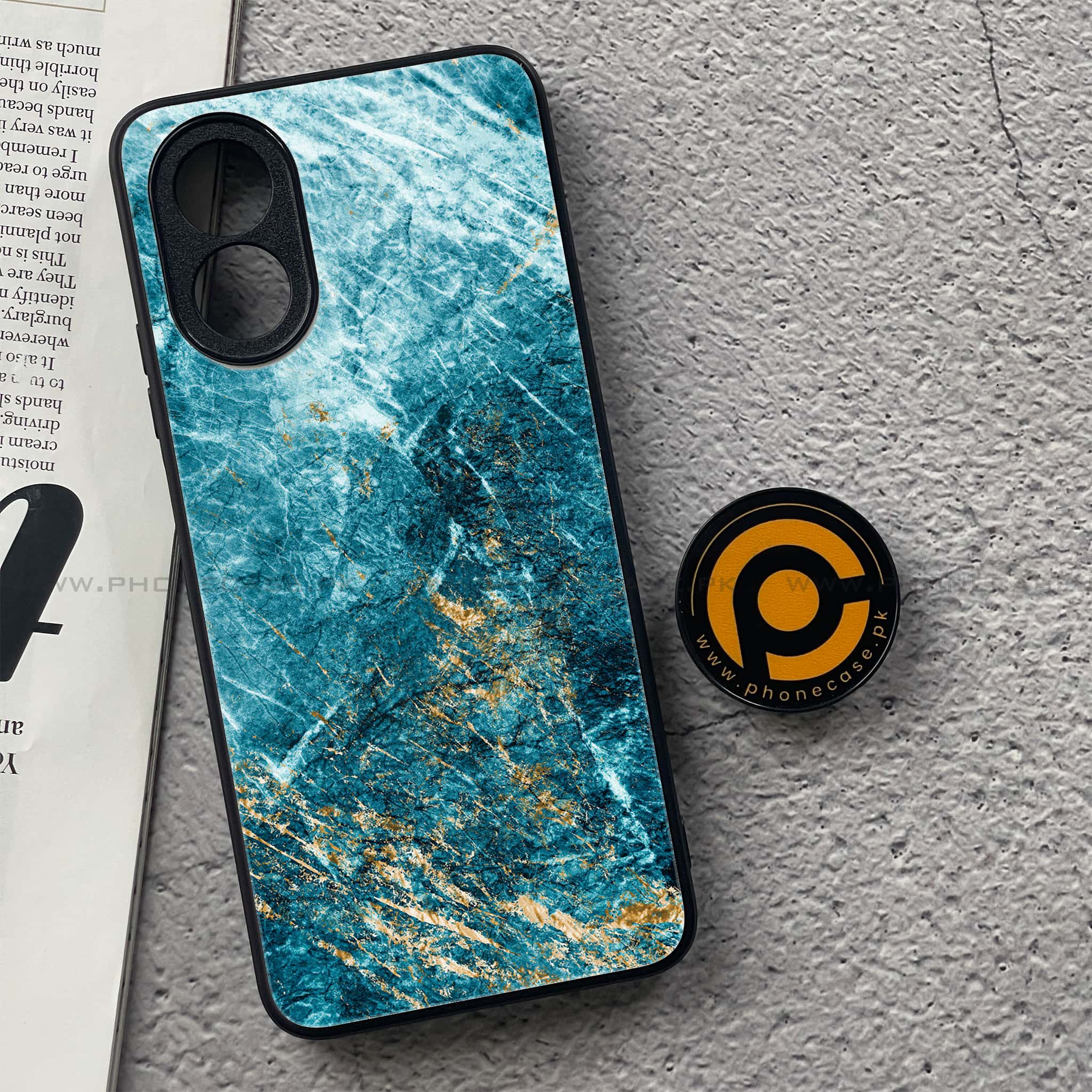 Oppo A18 4G - Blue Marble 2.0 Series - Premium Printed Glass soft Bumper shock Proof Case