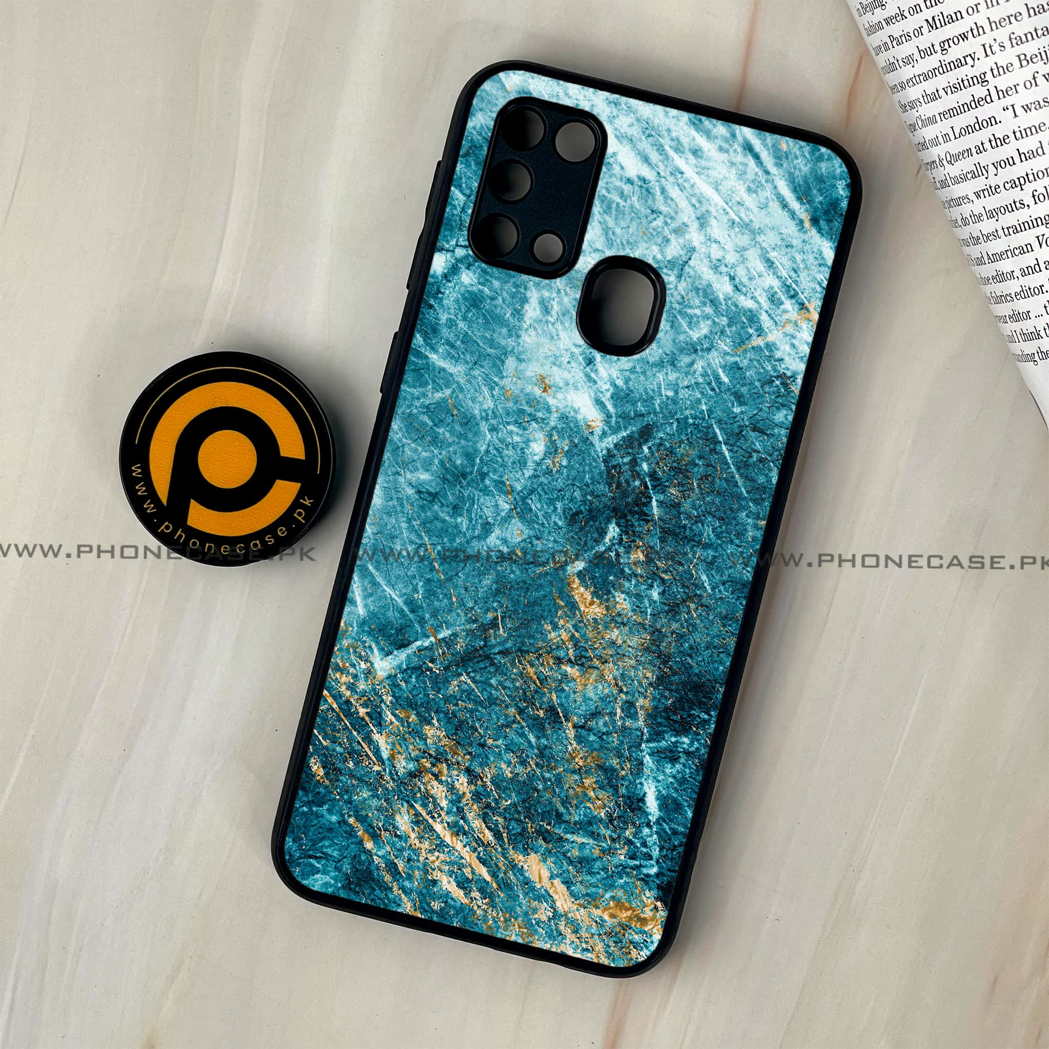 Galaxy M31 - Blue Marble 2.0 Series - Premium Printed Glass soft Bumper shock Proof Case