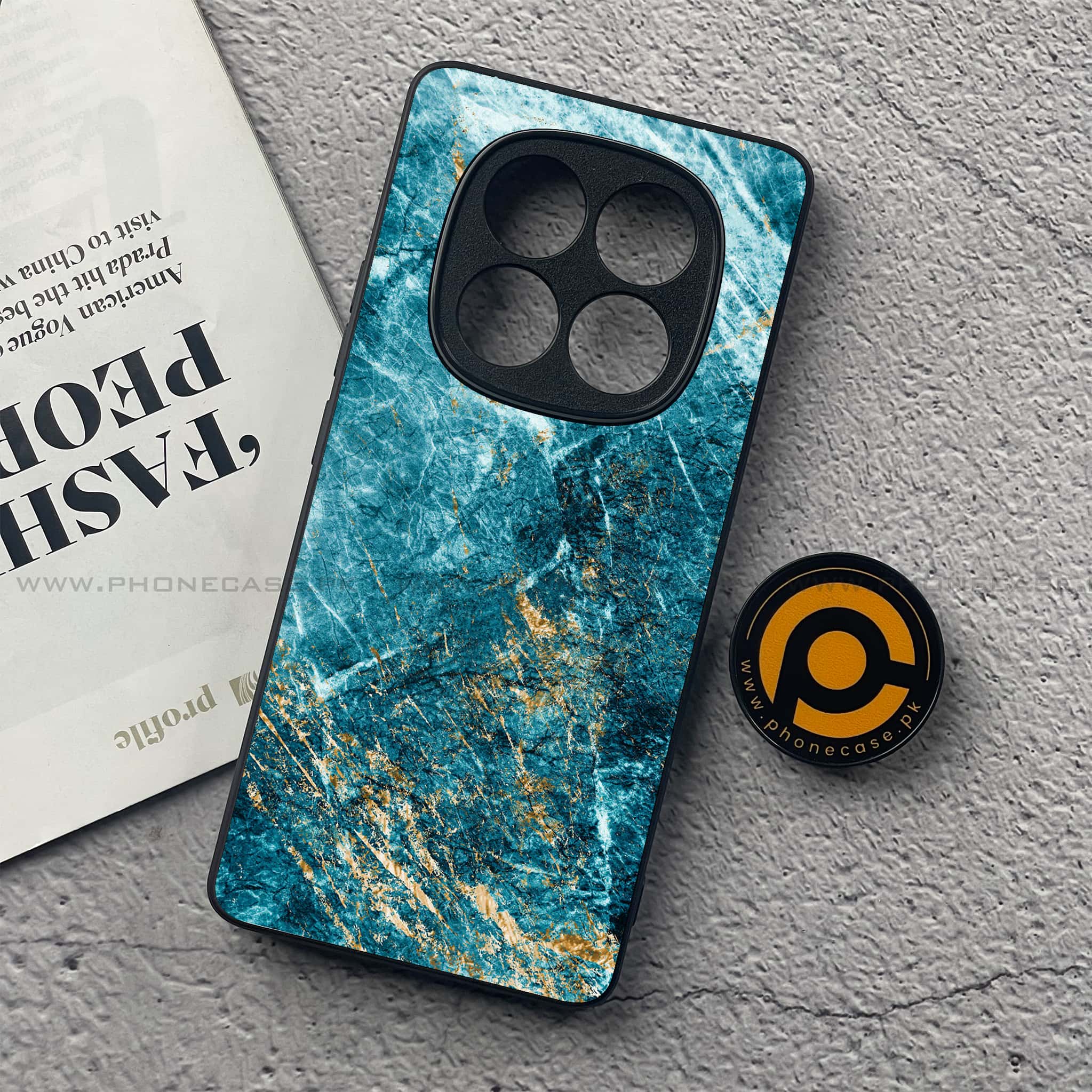 Redmi Note 14 Pro Plus 5G - Blue Marble 2.0 Series - Premium Printed Glass soft Bumper shock Proof Case