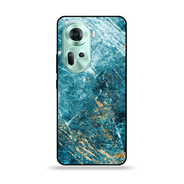 Oppo Reno 11 5G - Blue Marble 2.0 Design 10 - Premium Printed Glass soft Bumper shock Proof Case CS-15816