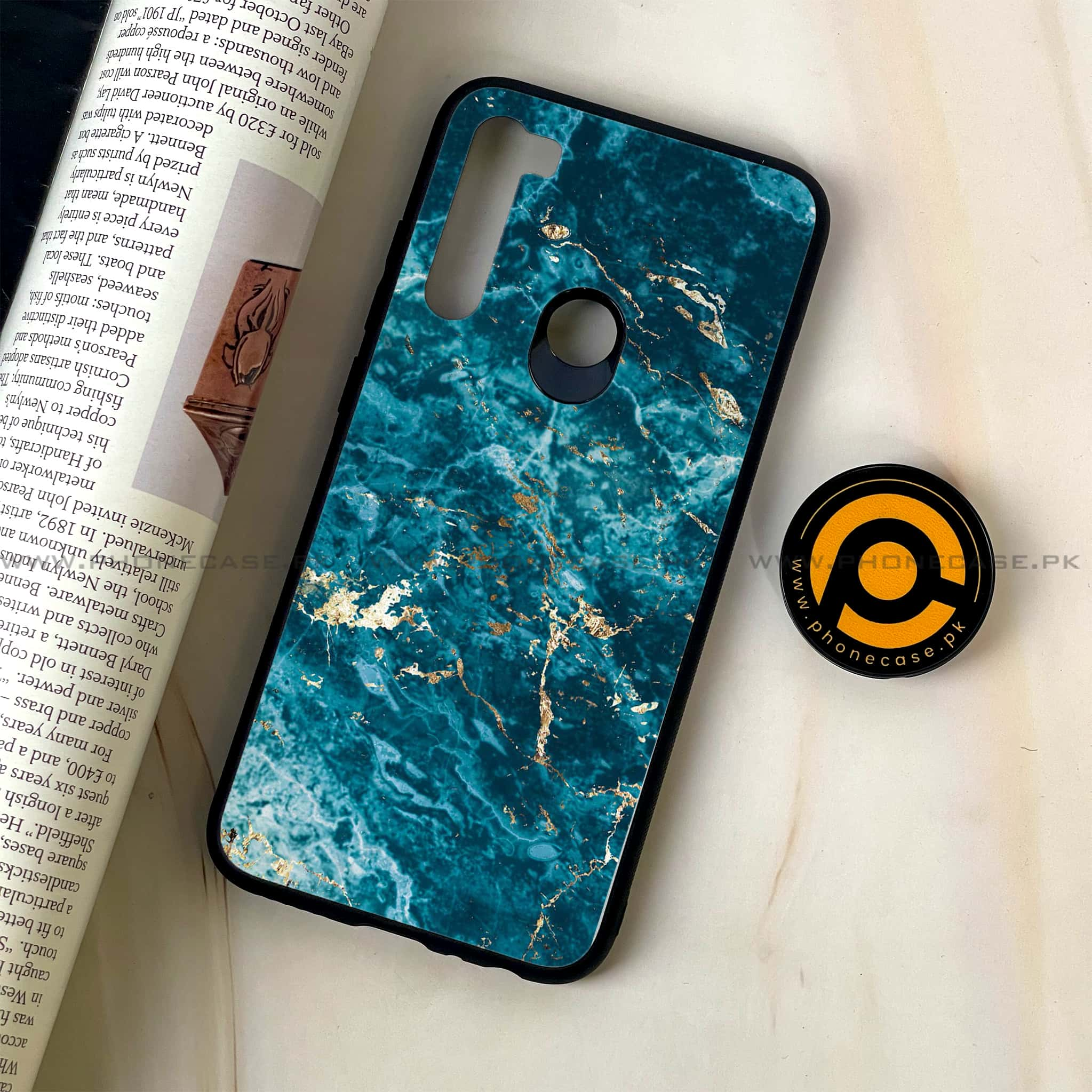 Redmi Note 8 - Blue Marble Series V 2.0 - Premium Printed Glass soft Bumper shock Proof Case