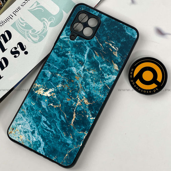 Samsung Galaxy A22 - Blue Marble Series V 2.0 - Premium Printed Glass soft Bumper shock Proof Case