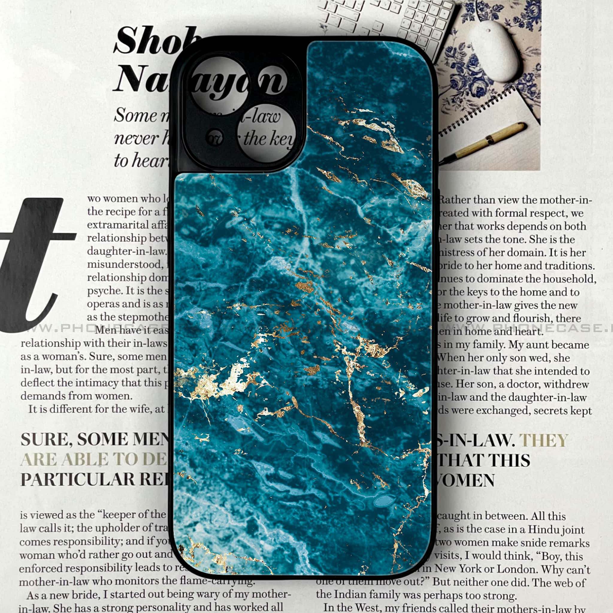 iPhone 13 - Blue Marble Series V 2.0 - Premium Printed Glass soft Bumper shock Proof Case