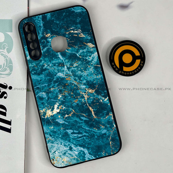 Infinix Hot 8 Lite - Blue Marble 2.0 Series - Premium Printed Glass soft Bumper shock Proof Case