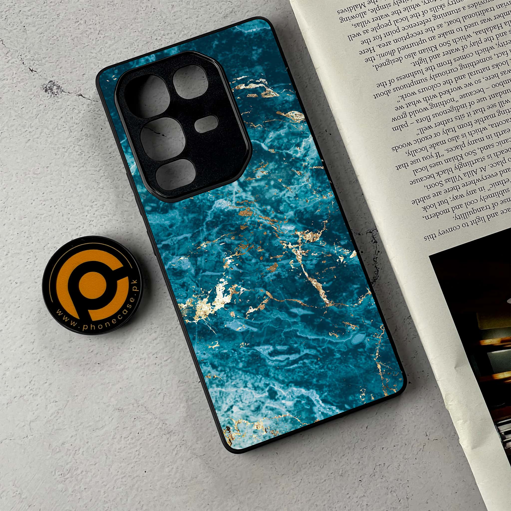 Infinix Note 50 - Blue Marble 2.0 Series - Premium Metal Printed Soft Bumper Shockproof Case