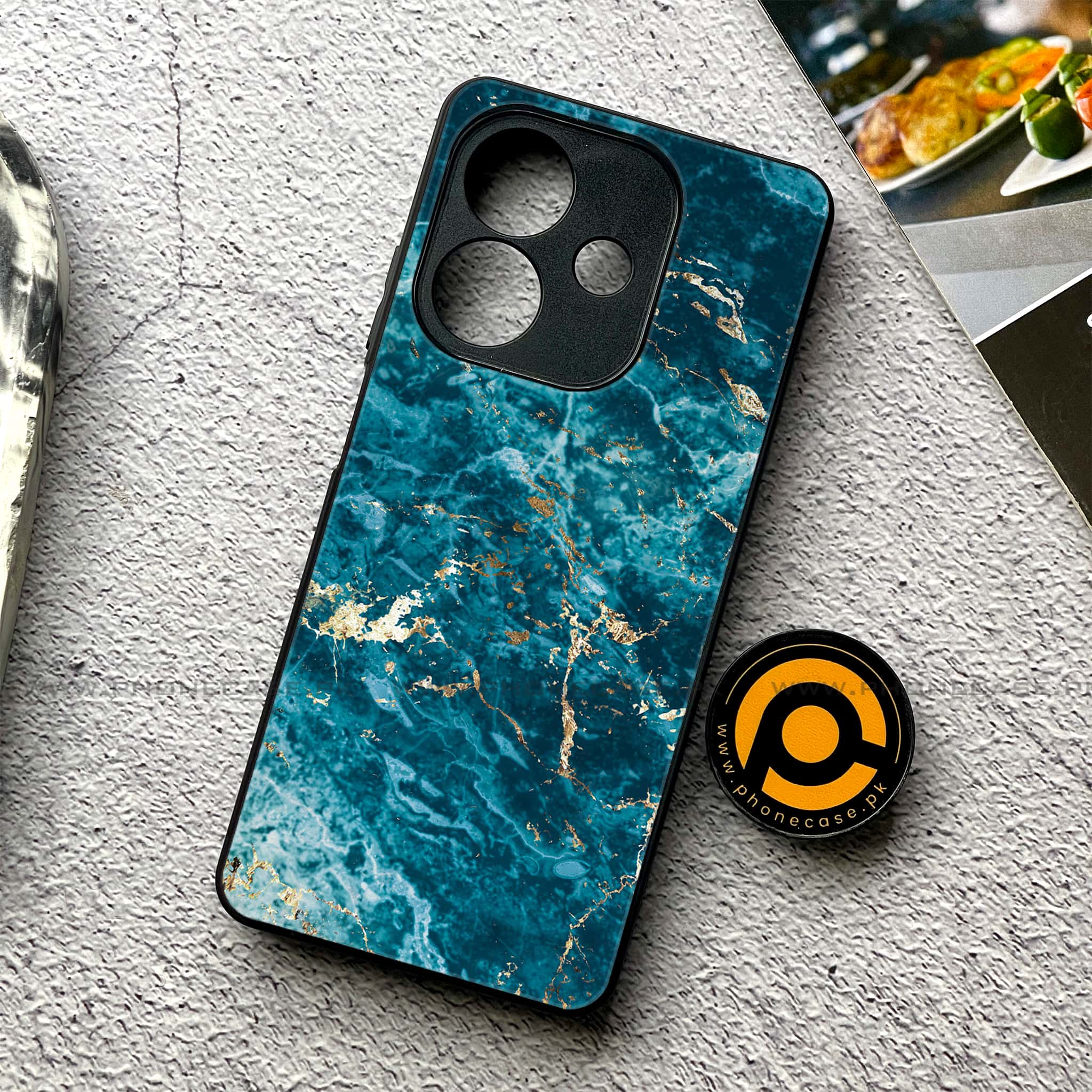 Oppo A5i - Blue Marble 2.0 Series - Premium Metal Printed soft Bumper shock Proof Case