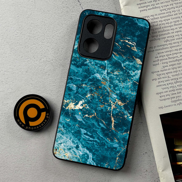 Oppo A5x - Blue Marble 2.0 Series - Premium Metal Printed Soft Bumper Shockproof Case