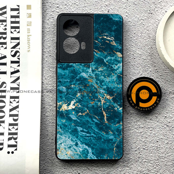 Moto G85 - Blue Marble 2.0 Series - Premium Printed Glass soft Bumper shock Proof Case