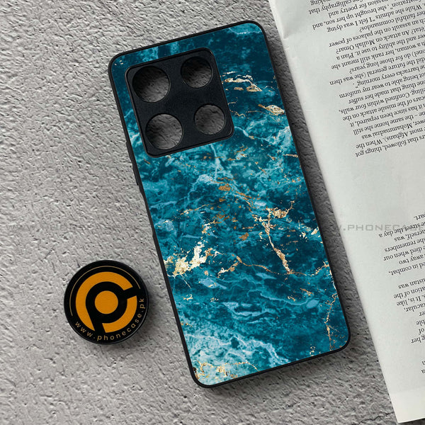 Infinix Note 30 Pro - Blue Marble Series V 2.0 - Premium Metal Printed soft Bumper shock Proof Case
