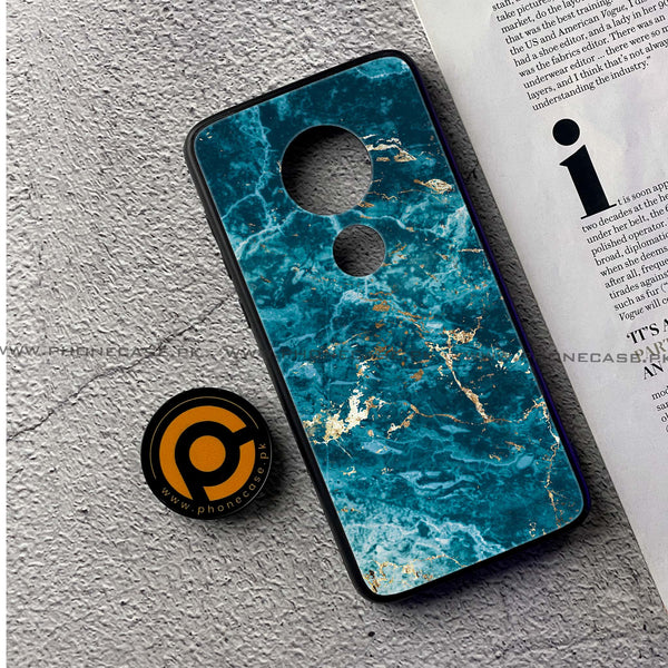 Moto G7 - Blue Marble 2.0 Series - Premium Printed Glass soft Bumper shock Proof Case