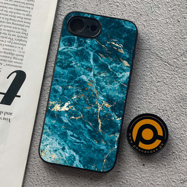 iPhone 16e - Blue Marble 2.0 Series - Premium Metal  Printed soft Bumper shock Proof Case