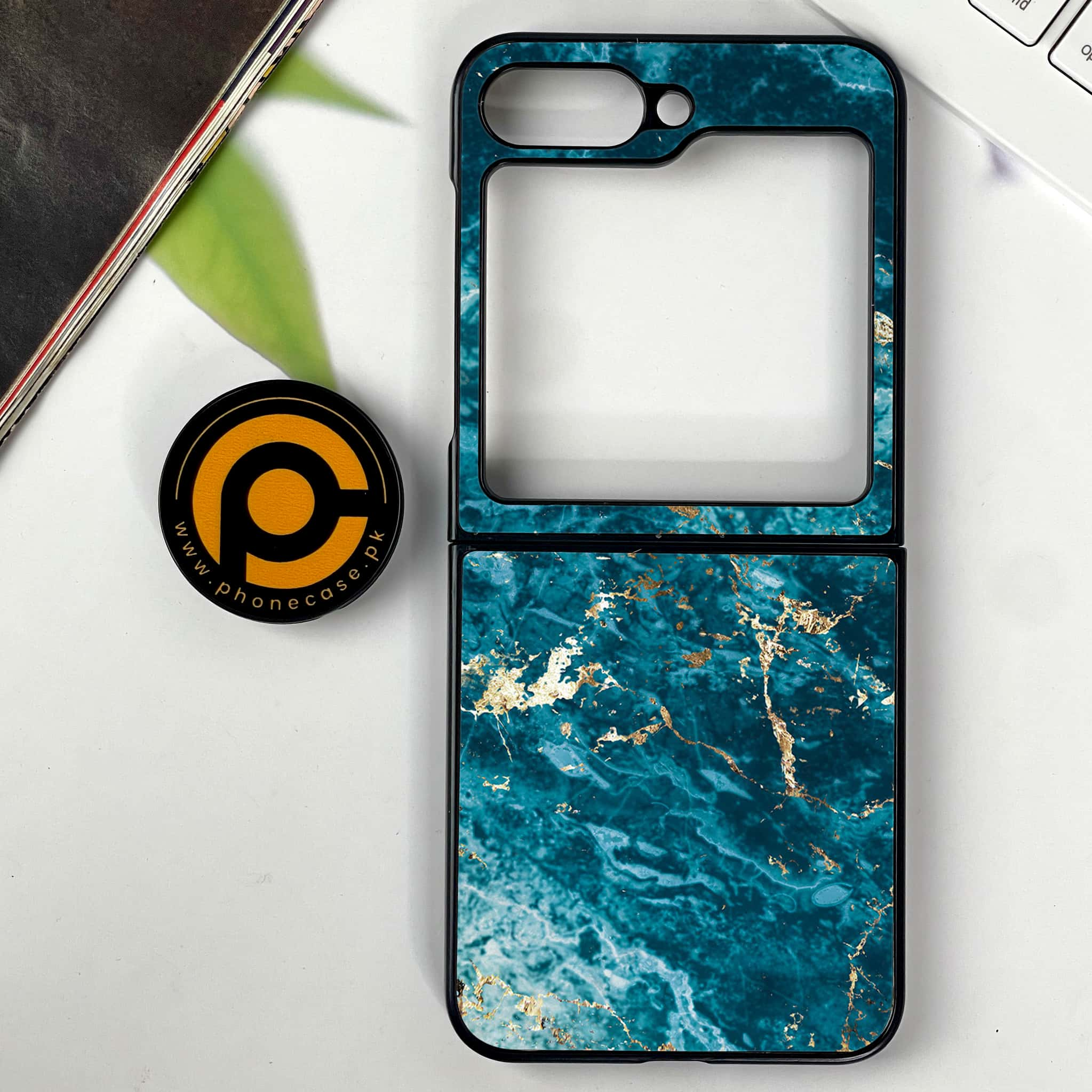 Galaxy Z Flip 6 - Blue Marble 2.0 Series - Premium Printed Glass soft Bumper shock Proof Case