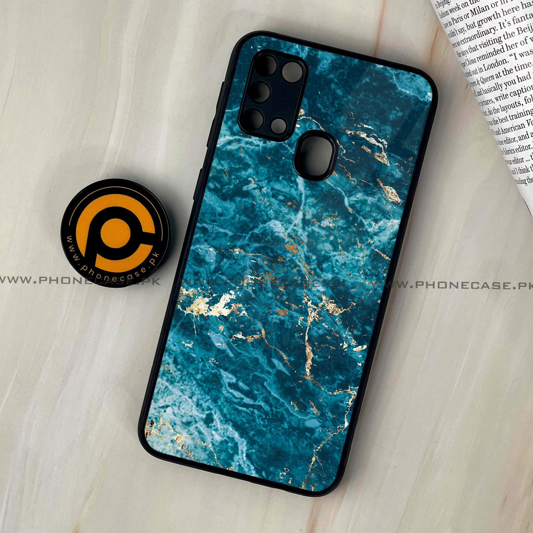 Galaxy M31 - Blue Marble 2.0 Series - Premium Printed Glass soft Bumper shock Proof Case