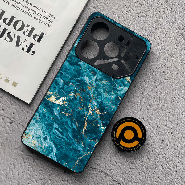Tecno Pova 6 Neo - Blue Marble 2.0 Series - Premium Metal  Printed soft Bumper shock Proof Case