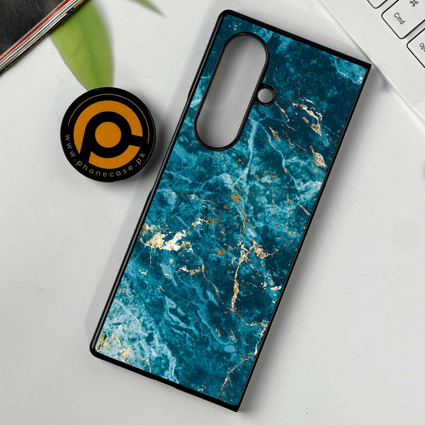 Samsung Galaxy Z Fold 7 - Blue Marble 2.0 Series - Premium Metal Printed soft Bumper shock Proof Case