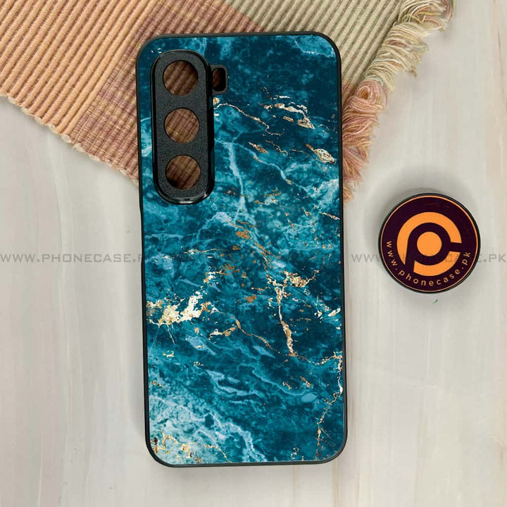 Infinix Hot 60i - Blue Marble 2.0 Design 1  - Premium Metal Printed soft Bumper shock Proof Case CS-37842