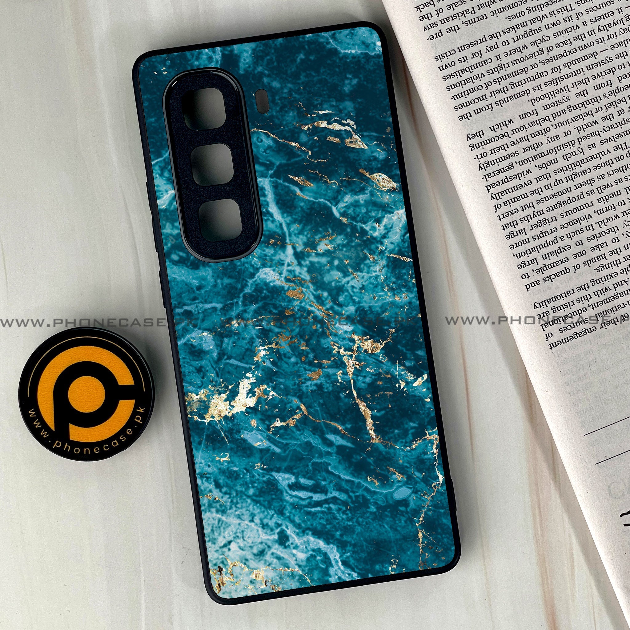 Infinix Hot 60  - Blue Marble 2.0 Series - Premium Metal Printed soft Bumper shock Proof Case