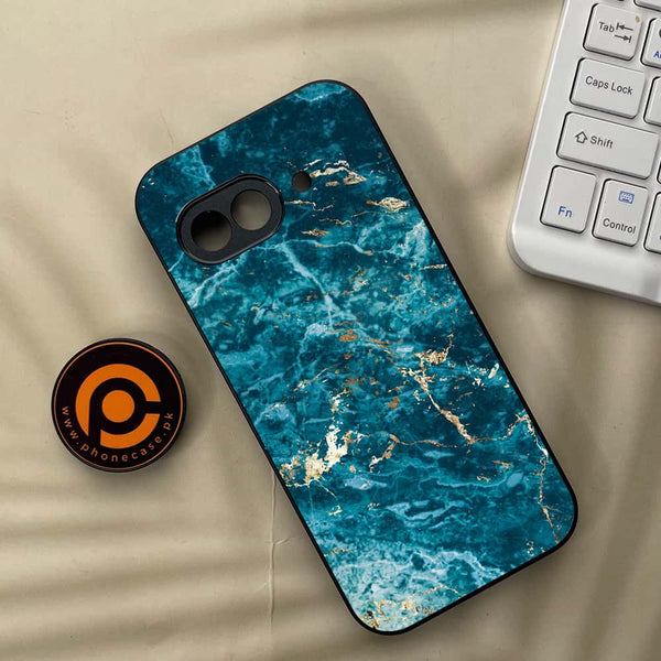 Google Pixel 9a - Blue Marble Series - Premium Metal Printed soft Bumper Shock Proof Case