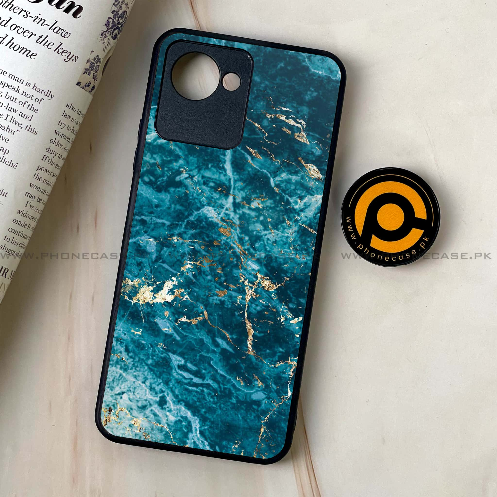 Realme C30 - Blue Marble Series V 2.0 - Premium Printed Glass soft Bumper shock Proof Case