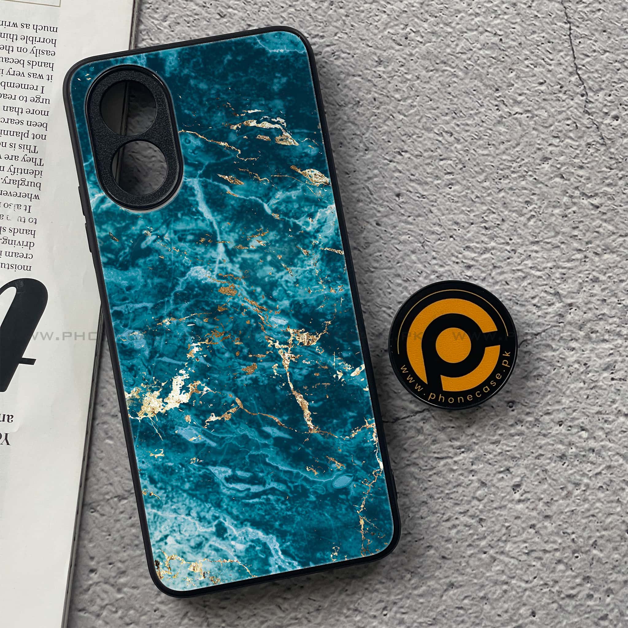 Oppo A18 4G - Blue Marble 2.0 Series - Premium Printed Glass soft Bumper shock Proof Case