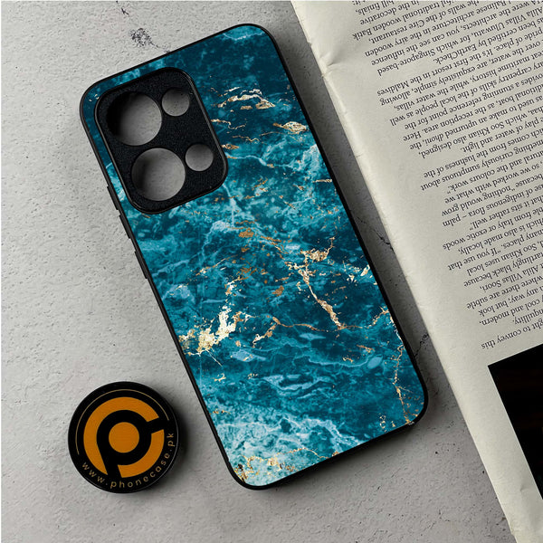 Oppo Reno 13 - Blue Marble 2.0 Series - Premium Metal Printed Soft Bumper Shockproof Case