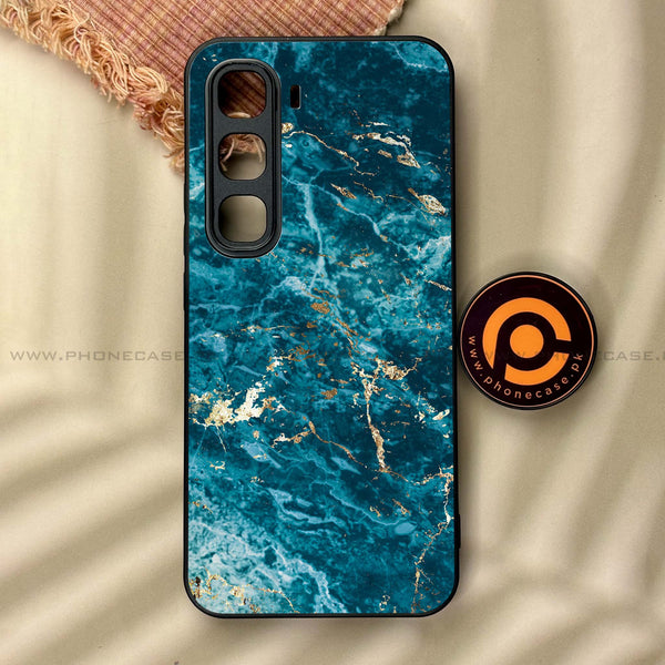 Infinix Hot 60 Pro - Blue Marble 2.0 Series - Premium Metal Printed soft Bumper shock Proof Case