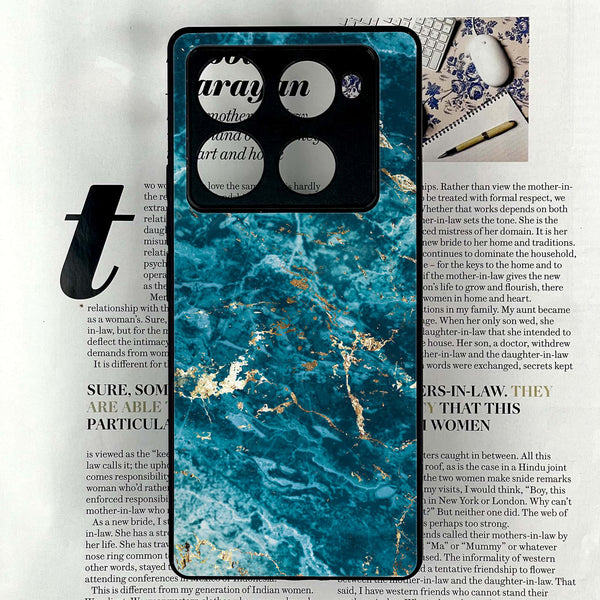Infinix Note 40 Pro Plus - Blue Marble 2.0 Series - Premium Metal Printed soft Bumper shock Proof Case