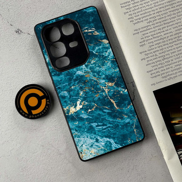 Infinix Note 50 Pro Plus - Blue Marble 2.0 Series - Premium Metal Printed Soft Bumper Shockproof Case