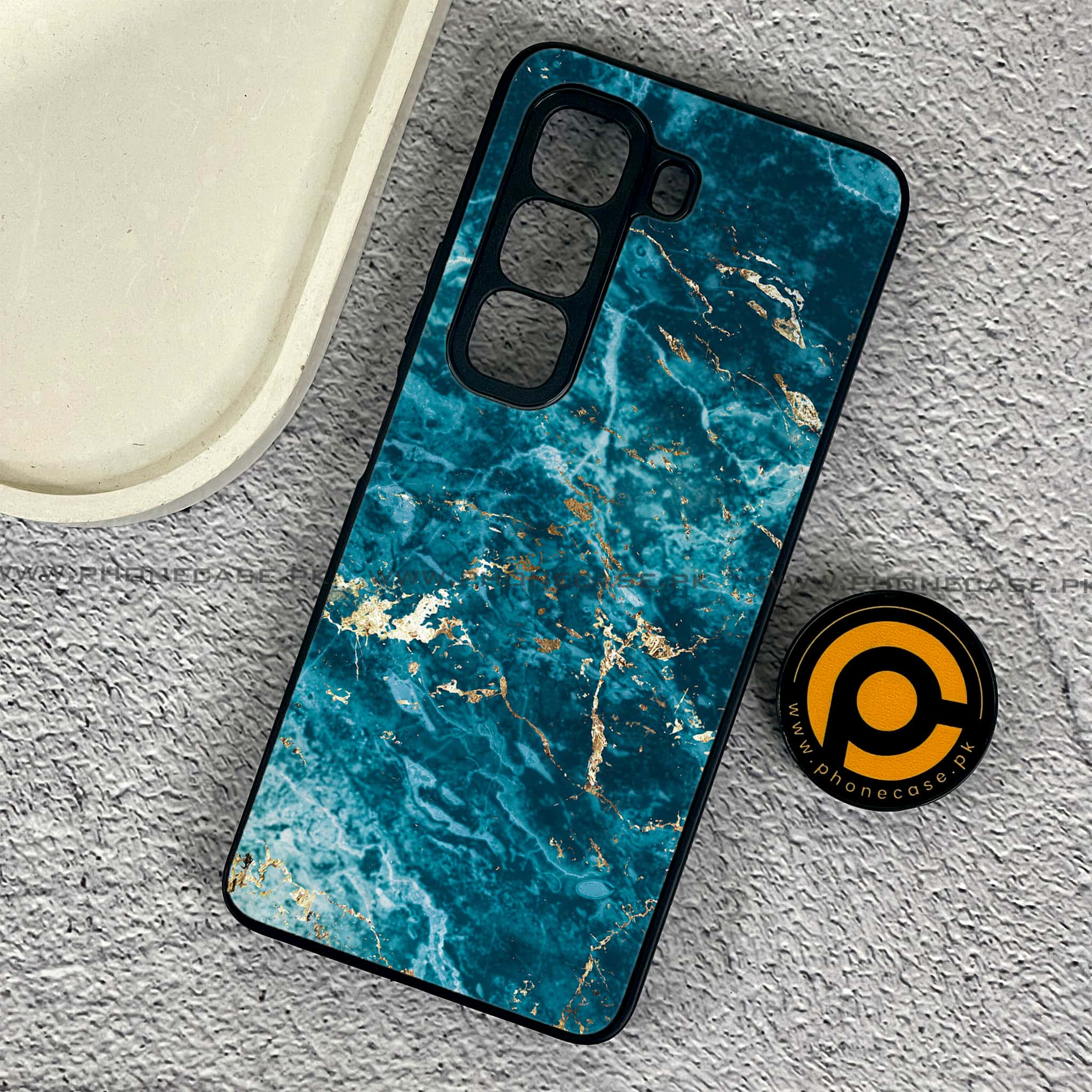 Infinix Hot 50 Pro - Blue Marble 2.0 Series - Premium Printed Glass soft Bumper shock Proof Case