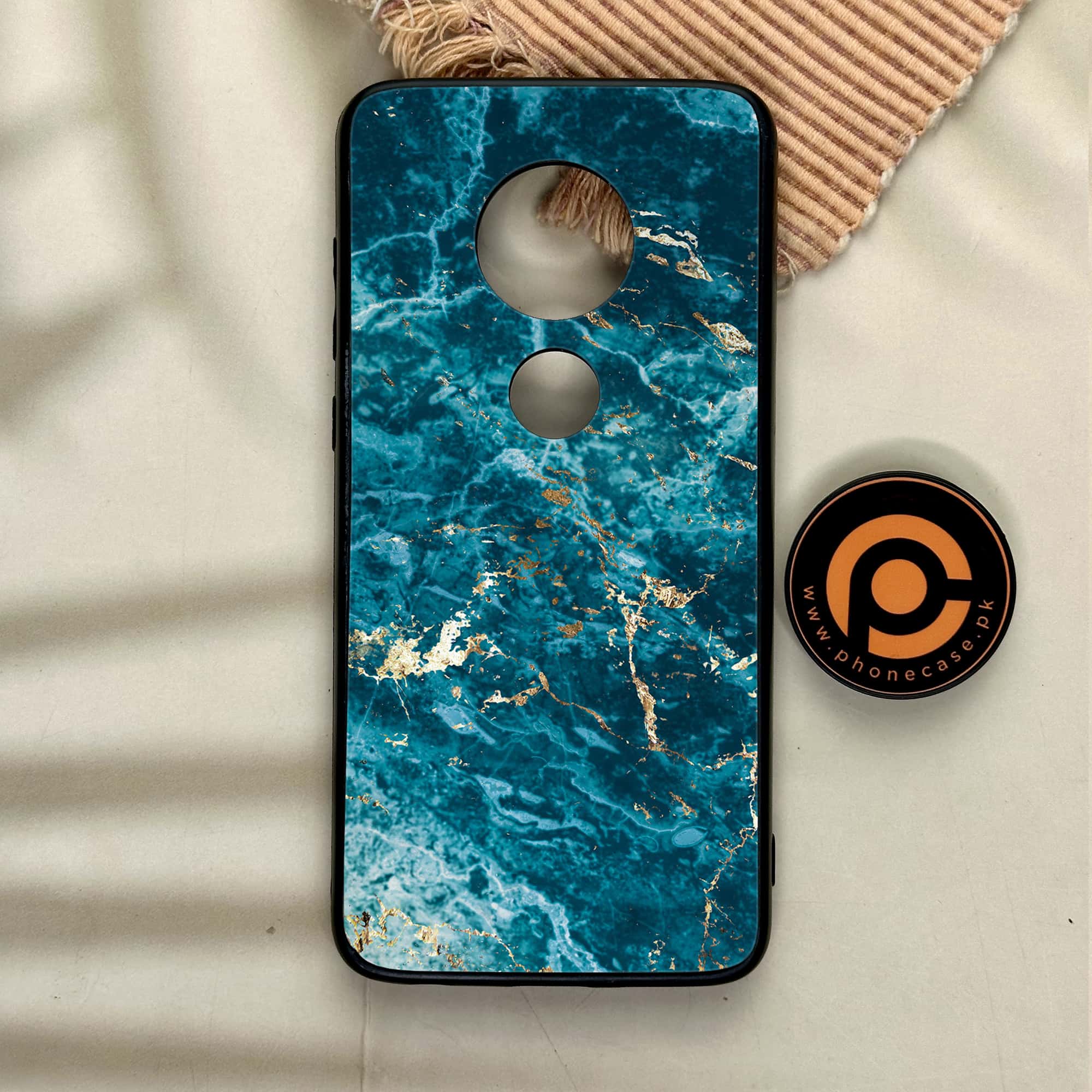 Moto G7 - Blue Marble 2.0 Series - Premium Printed Glass soft Bumper shock Proof Case