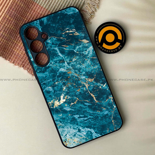 Samsung Galaxy A24 4G - Blue Marble Series V 2.0  Design 1- Premium Printed Glass soft Bumper shock Proof Case CS-29693