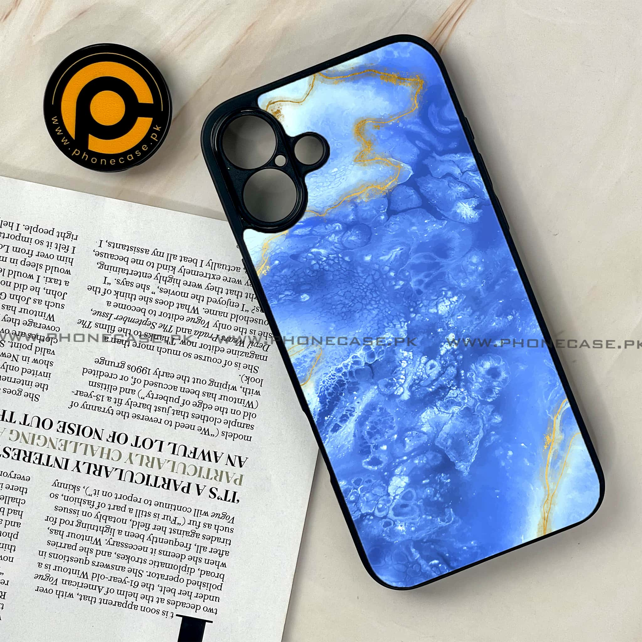 iPhone 16 Plus - Blue Marble Series - Premium Printed Glass soft Bumper shock Proof Case