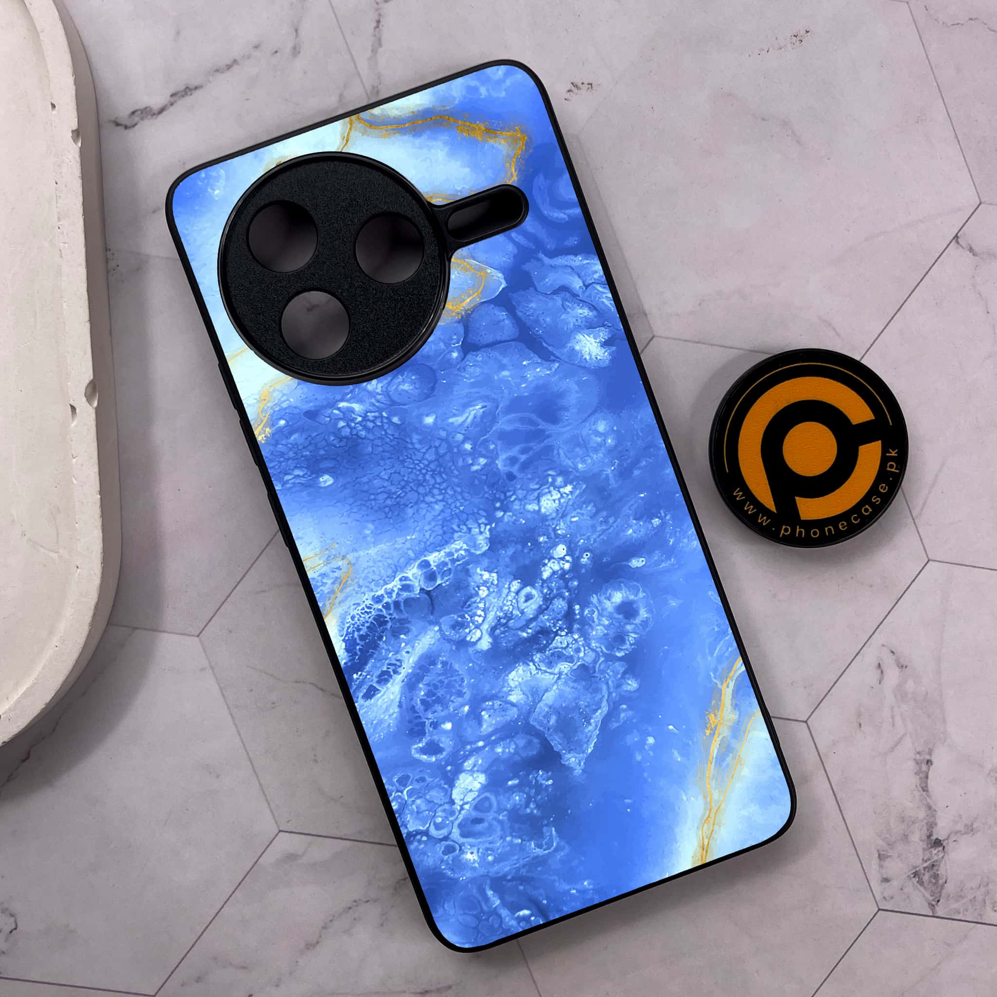 Xiaomi Poco F7 Pro 5G - Blue Marble 2.0 Series - Premium Metal Printed soft Bumper shock Proof Case