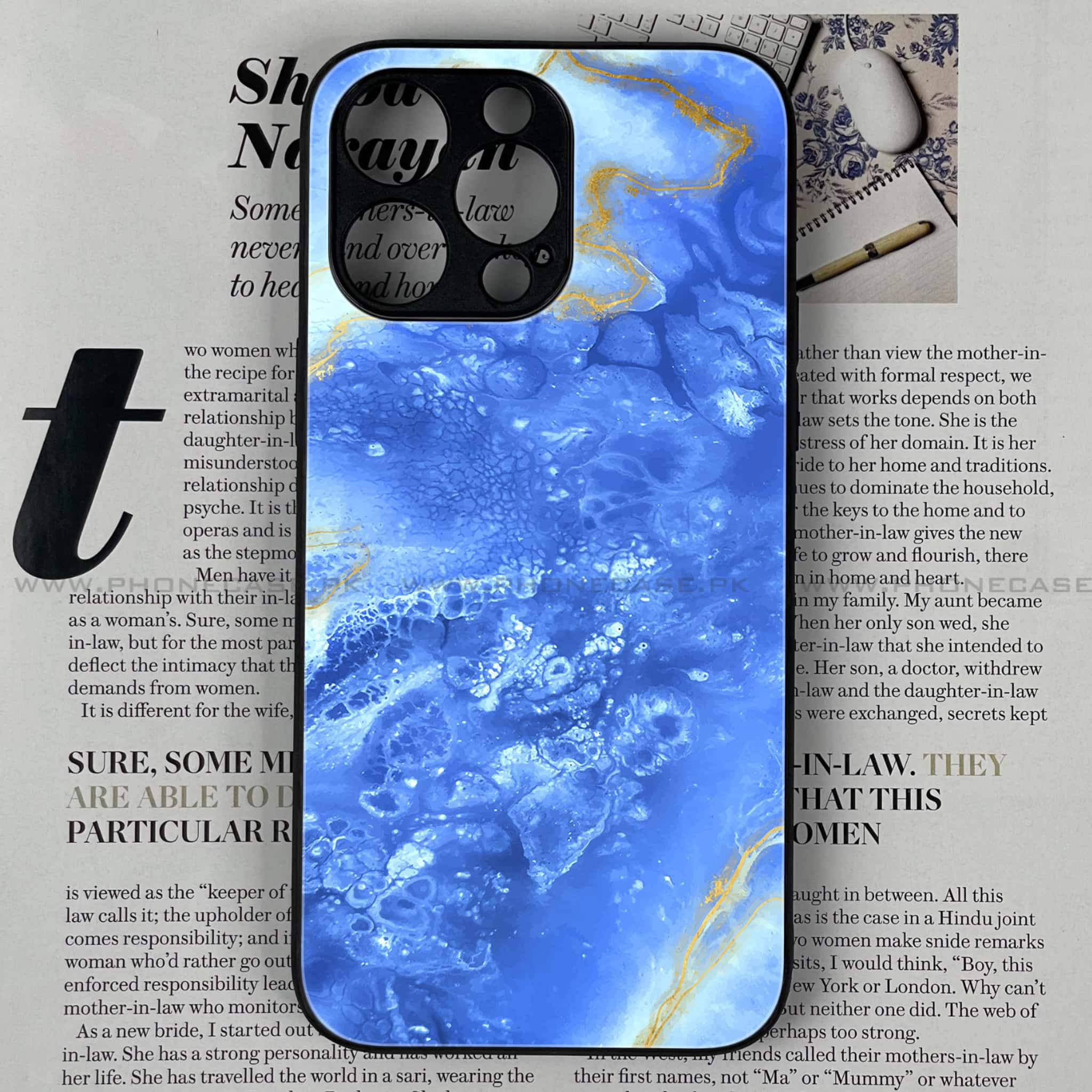 iPhone 14 Pro - Blue Marble V 2.0 Series - Premium Printed Glass soft Bumper shock Proof Case