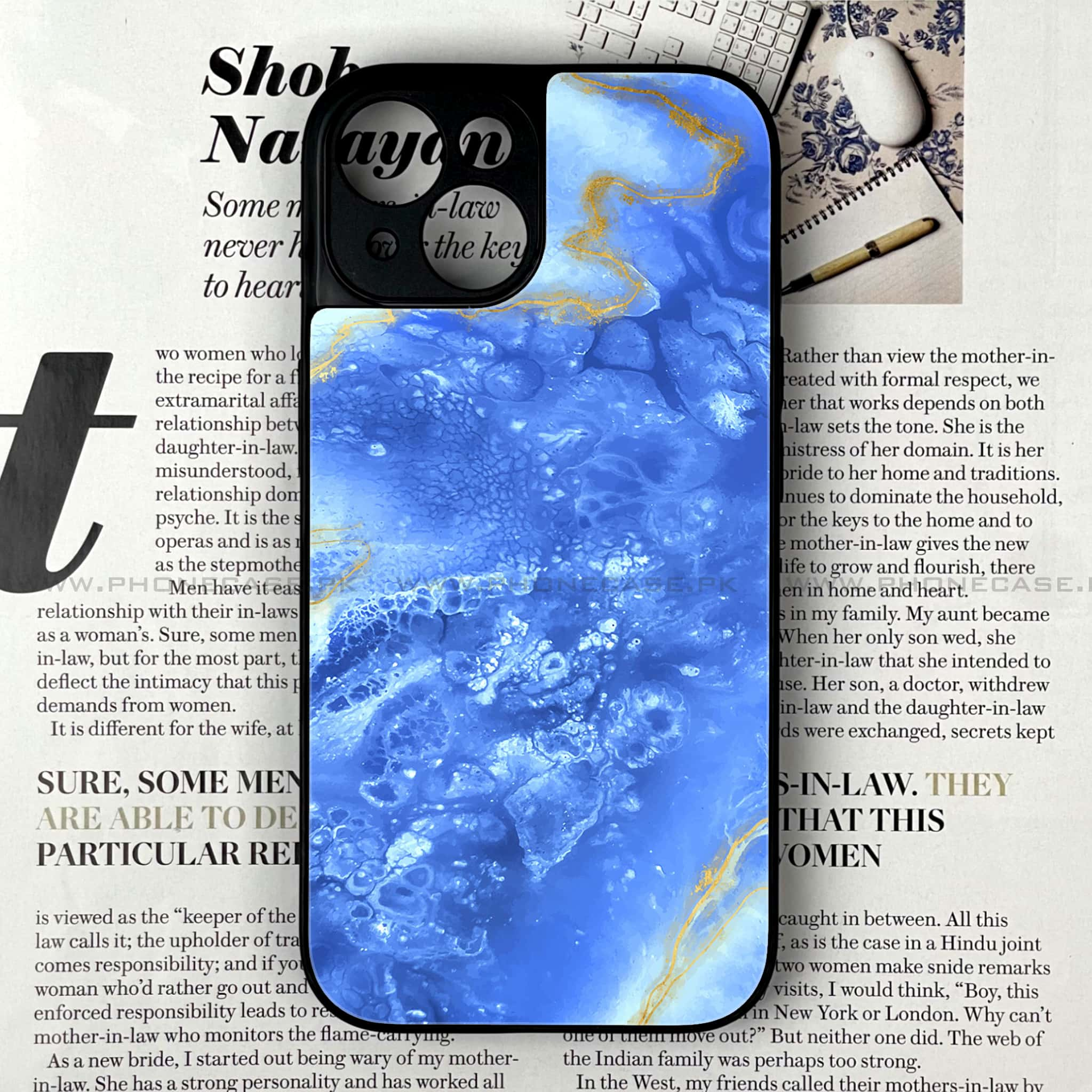 iPhone 13 - Blue Marble Series V 2.0 - Premium Printed Glass soft Bumper shock Proof Case