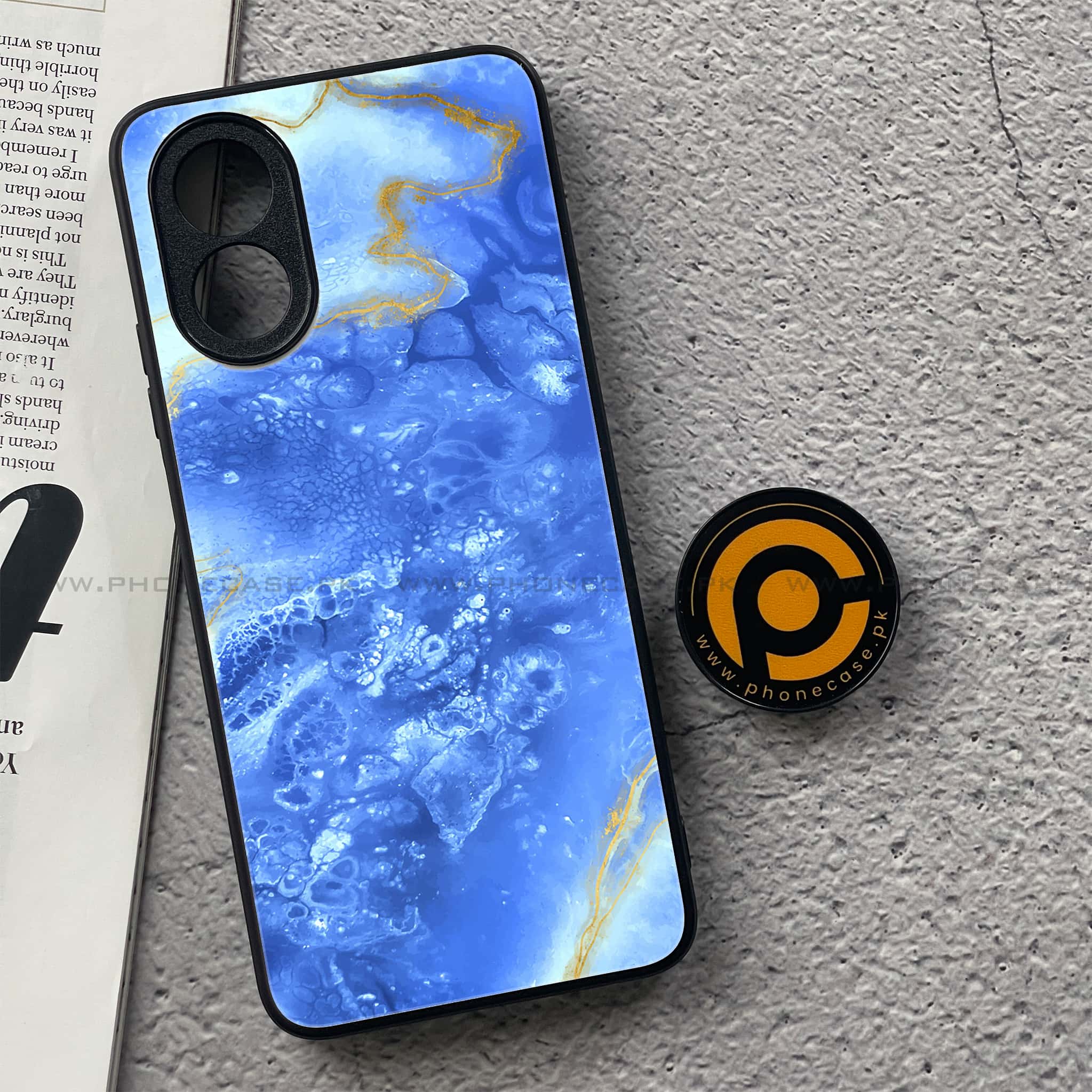 Oppo A18 4G - Blue Marble 2.0 Series - Premium Printed Glass soft Bumper shock Proof Case