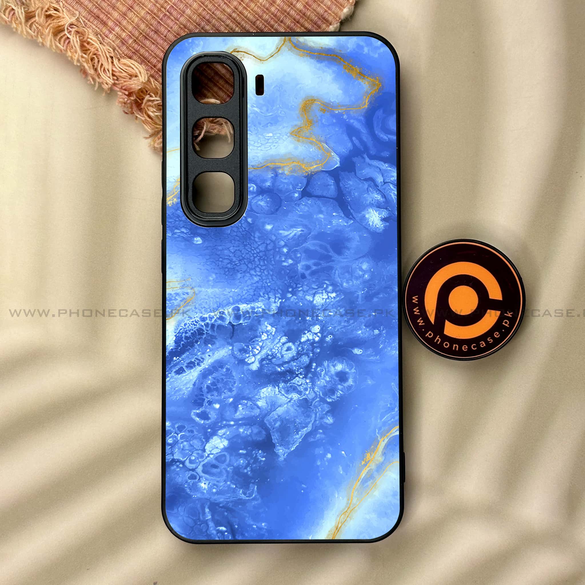 Infinix Hot 60 Pro - Blue Marble 2.0 Series - Premium Metal Printed soft Bumper shock Proof Case