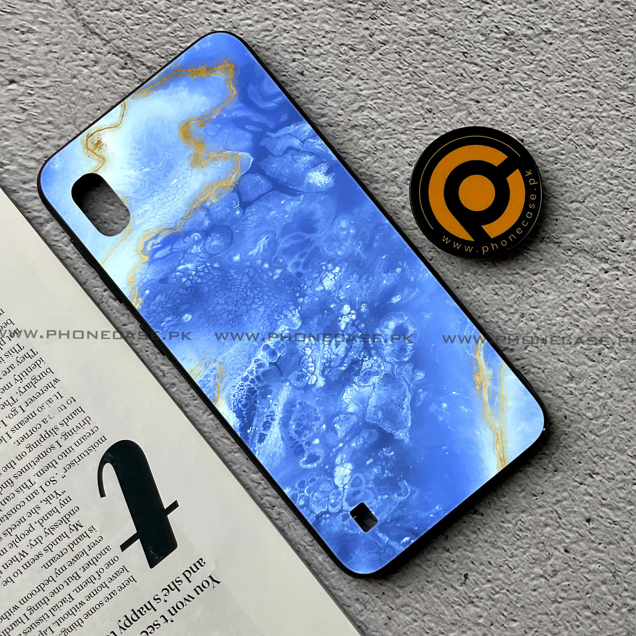 Samsung Galaxy A10 - Blue Marble Series V 2.0 - Premium Printed Glass soft Bumper shock Proof Case