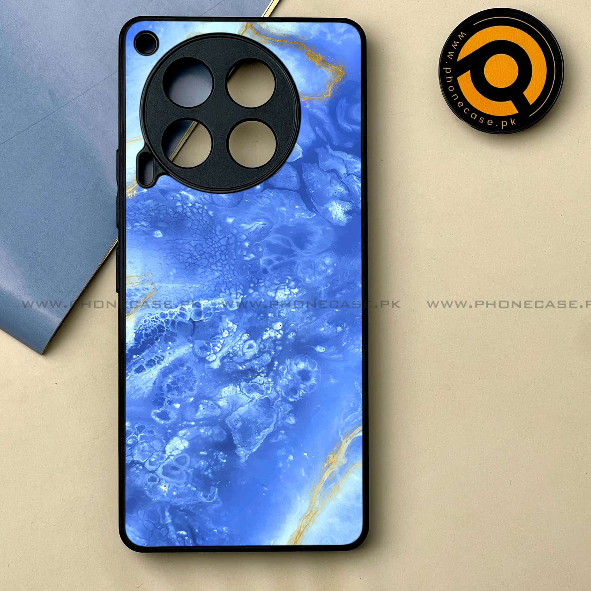 Tecno Camon 30 - Blue Marble 2.0 Series -  Premium Printed Metal soft Bumper shock Proof Case