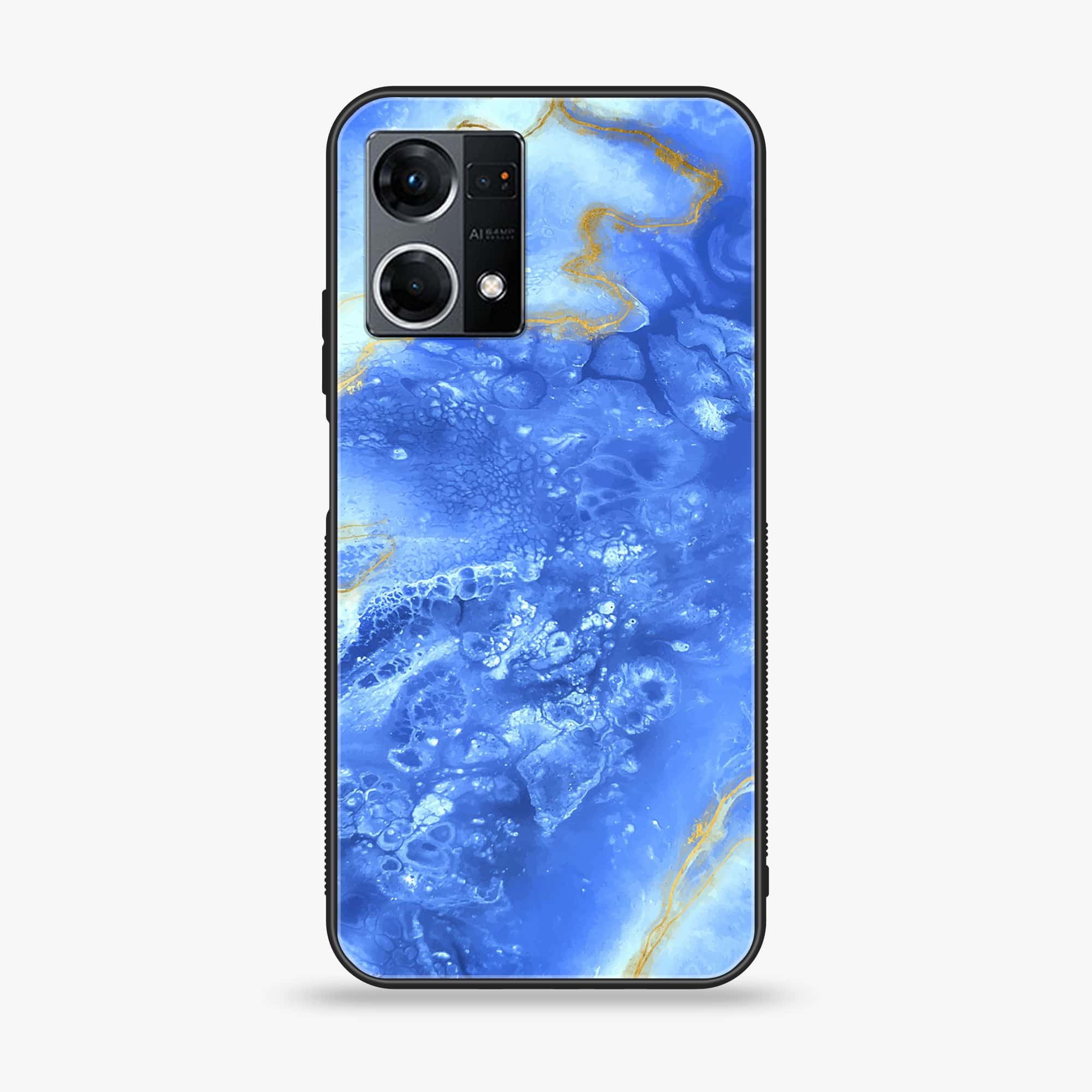 Oppo Reno 7 - Blue Marble 2.0 Series - Premium Printed Glass soft Bumper shock Proof Case