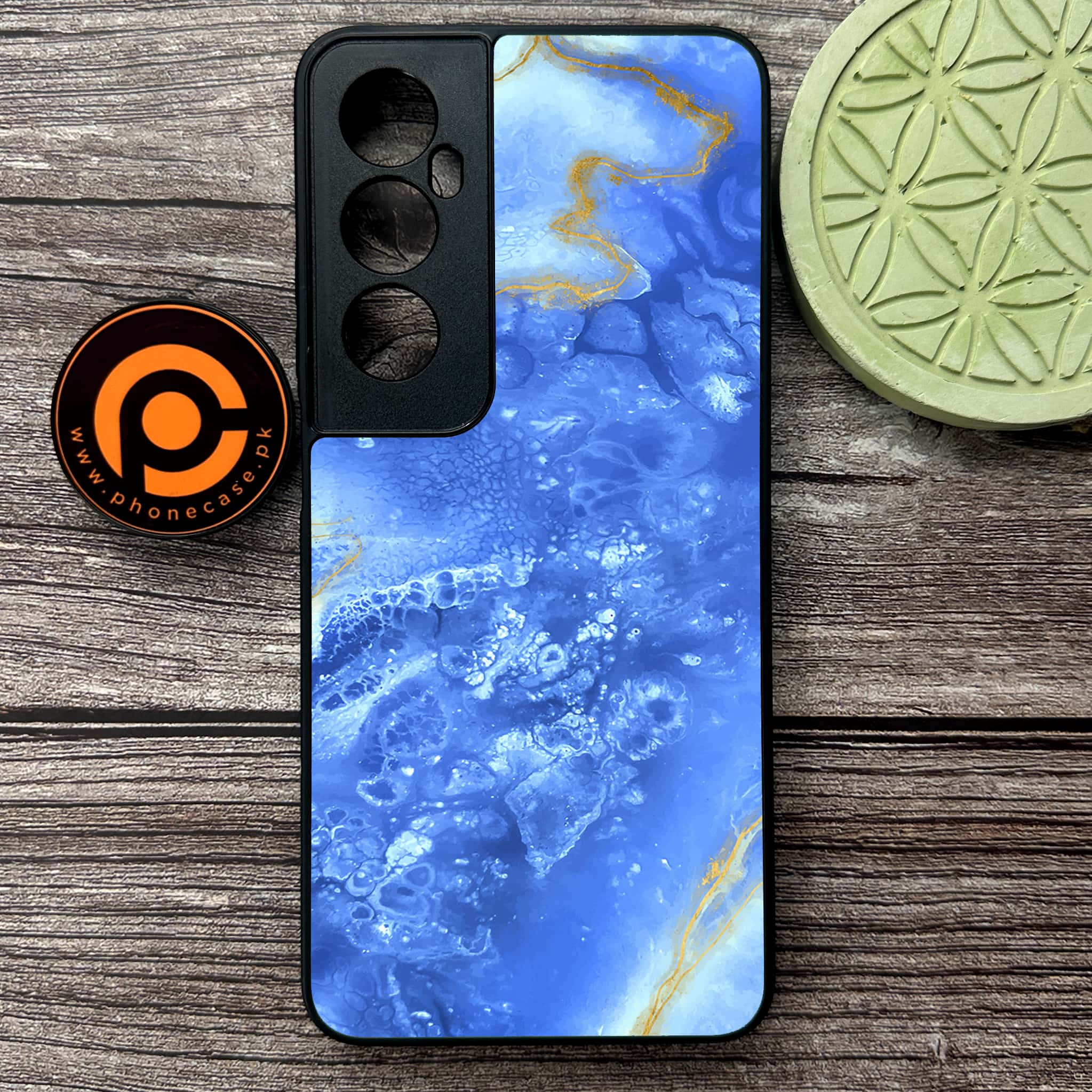 Realme C65  - Blue Marble 2.0 Series - Premium Metal Printed soft Bumper shock Proof Case