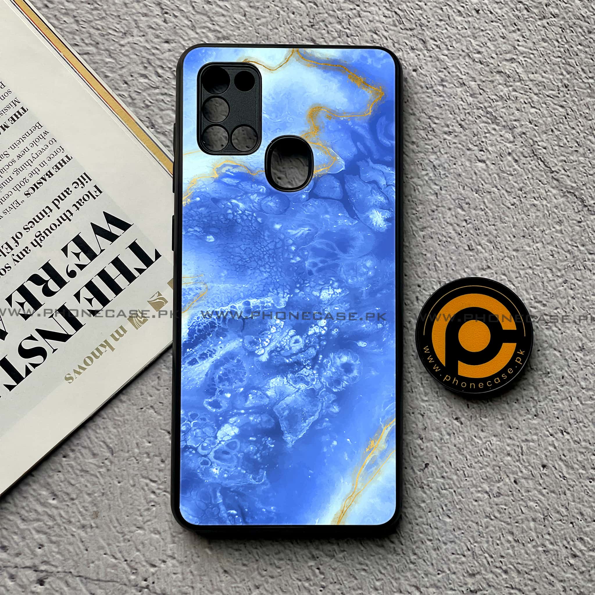 Samsung Galaxy A21s - Blue Marble V 2.0 Series - Premium Printed Glass soft Bumper shock Proof Case